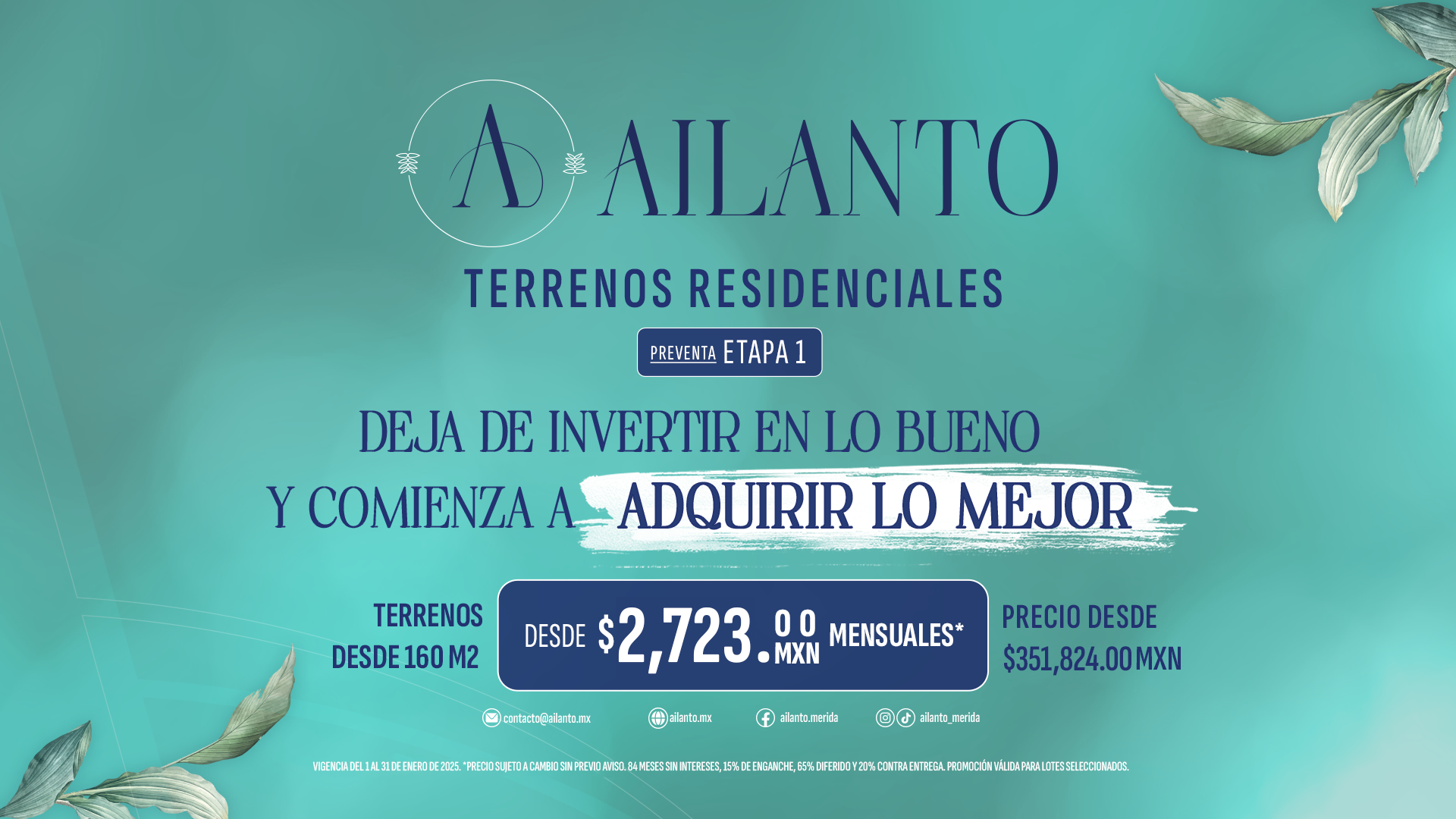 Promoción exclusiva de preventa en terrenos residenciales Ailanto, ubicación estratégica en Mérida