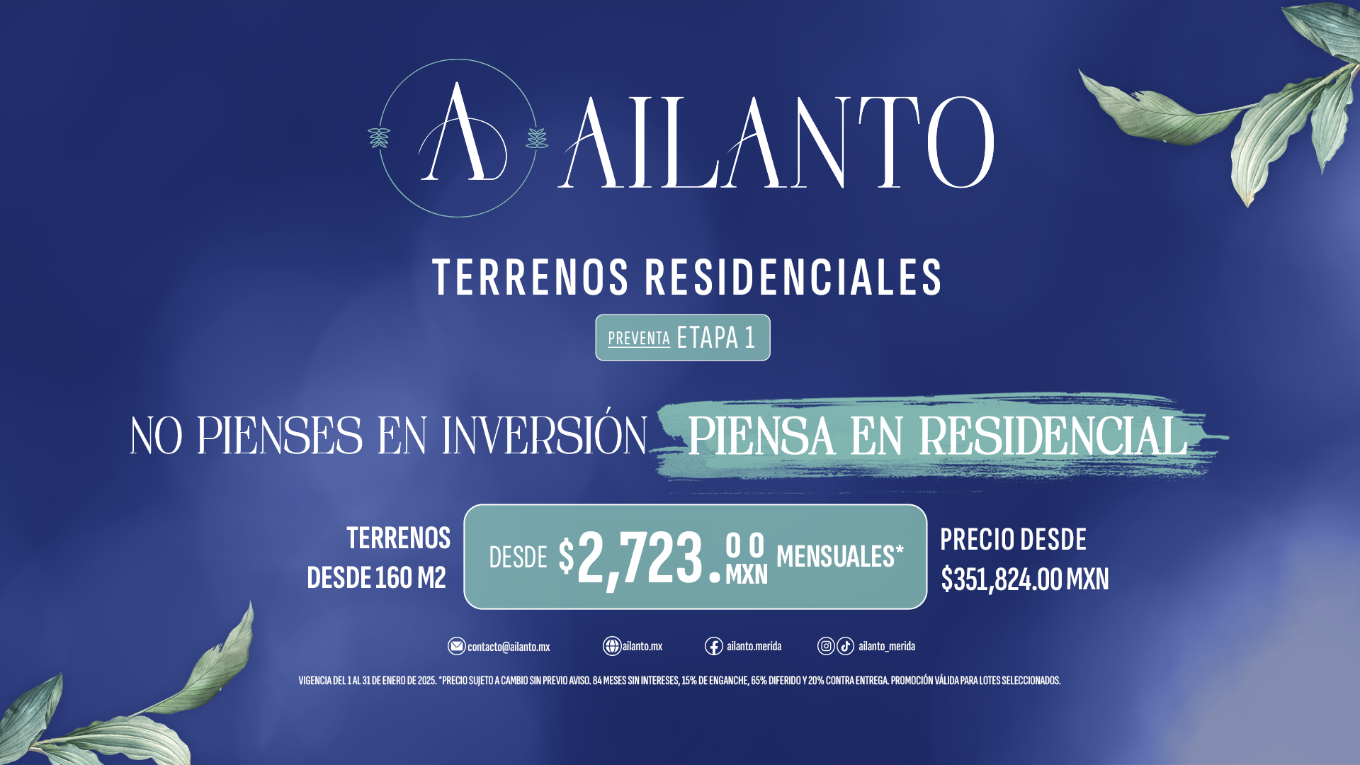 Promoción de preventa en terrenos residenciales de Ailanto en Mérida